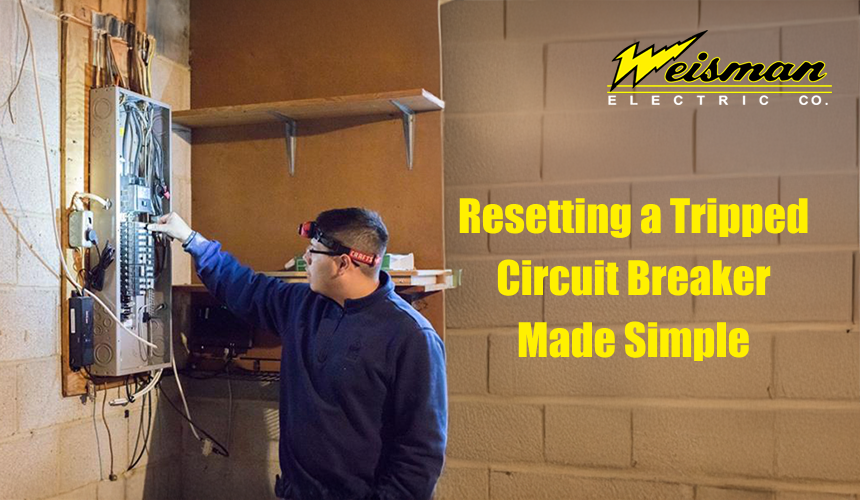 Home electrical panel with circuit breakers labeled for safety.