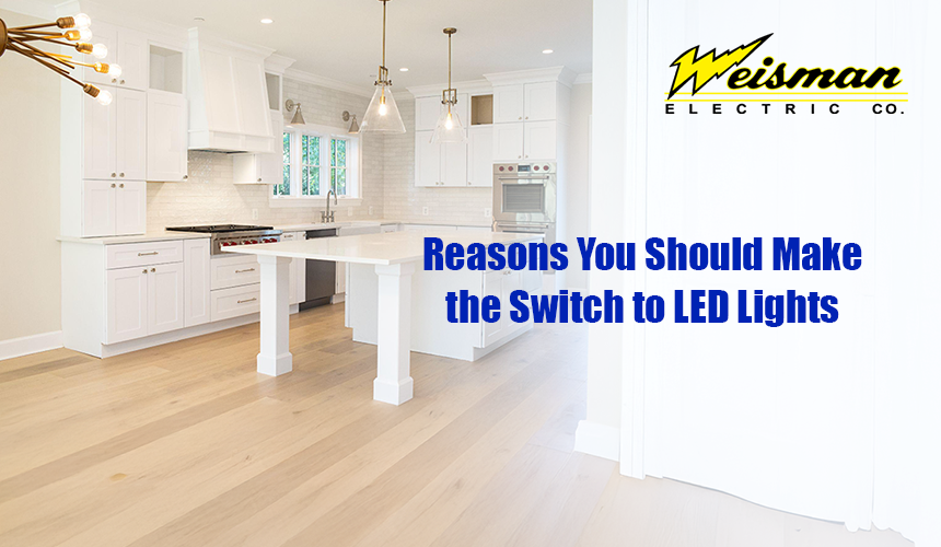 LED light bulbs glowing inside a modern home