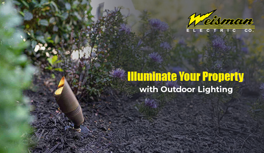 Well-lit front walkway and landscape with modern outdoor lighting