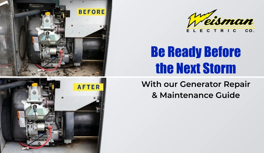 Home standby generator operating during storm outage