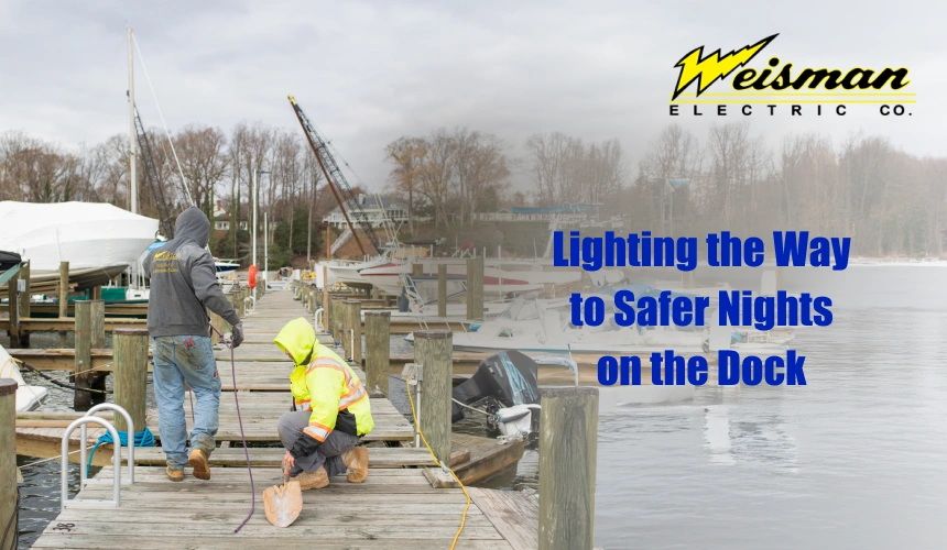 Marina dock lighting improving safety at night