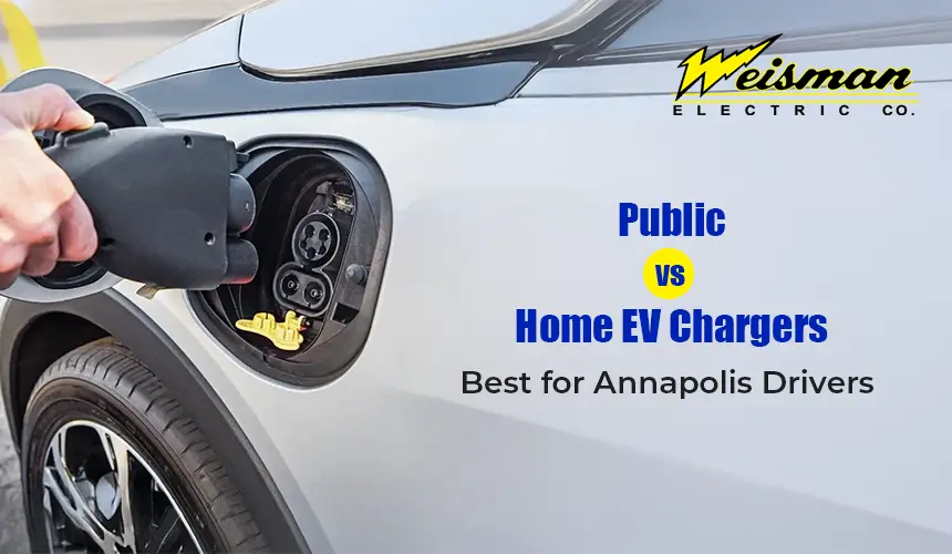 Public versus home EV chargers for electric vehicle owners in Annapolis, MD.