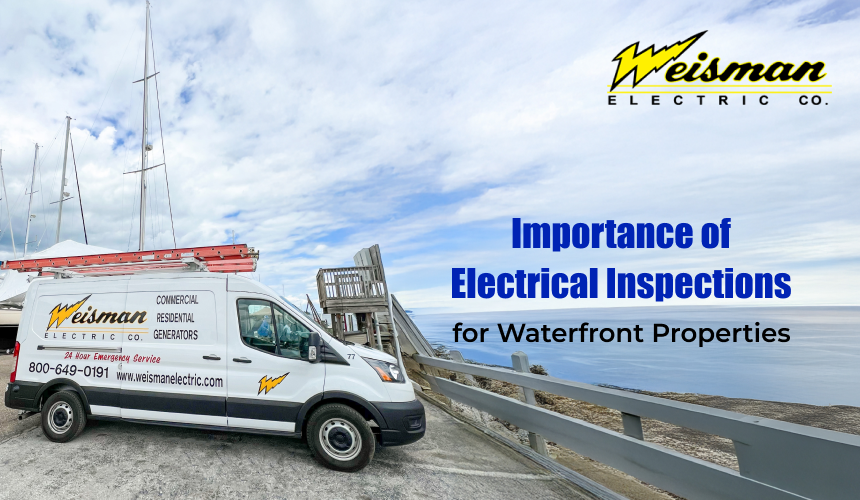 Electrician performing inspection on pier wiring at a marina