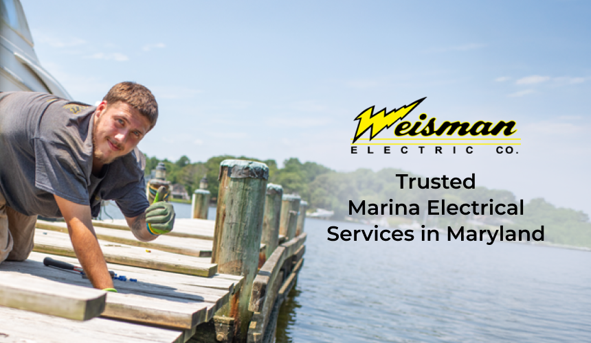 Weisman Electric technician servicing shore power pedestal