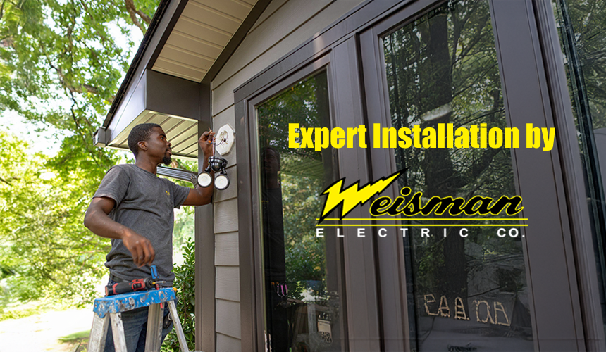 Weisman Electric Co. electrician installing outdoor lighting
