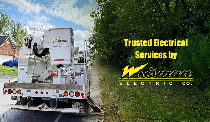 Weisman Electric Co. electrician installing exterior lighting