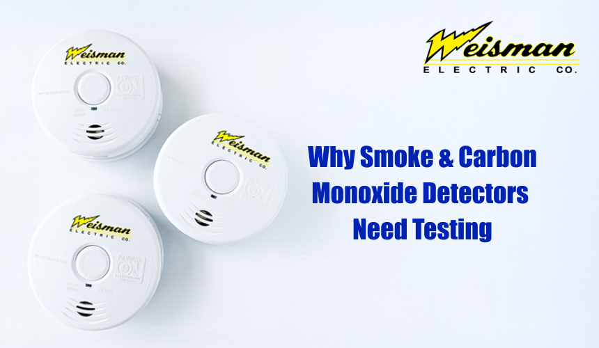 Home smoke and carbon monoxide detectors being tested for safety.