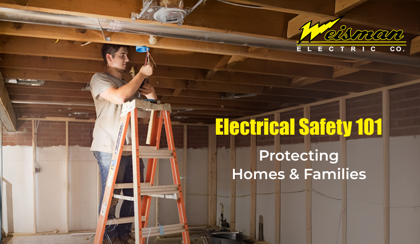 Weisman Electric Co. electrician installing a fire alarm in a Maryland home.