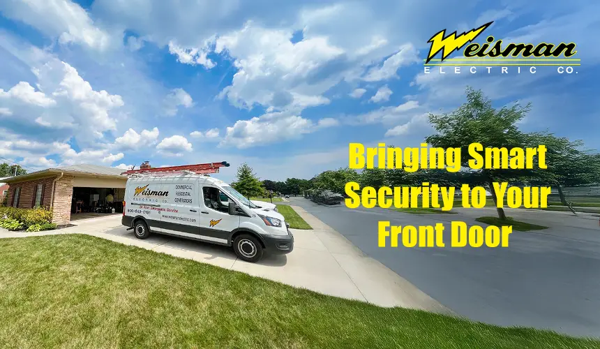 Electrician installing Ring Doorbell at Maryland home