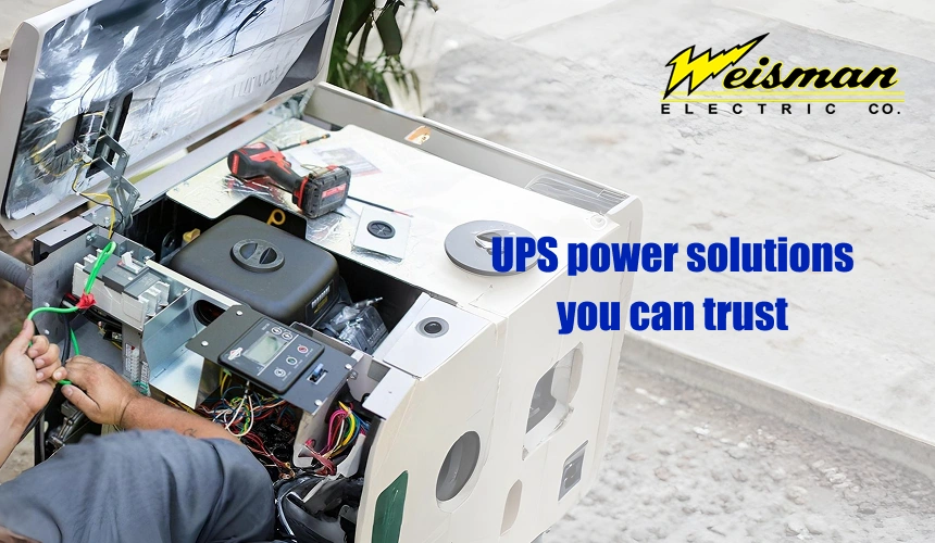 Electrician installing a commercial UPS system in Maryland