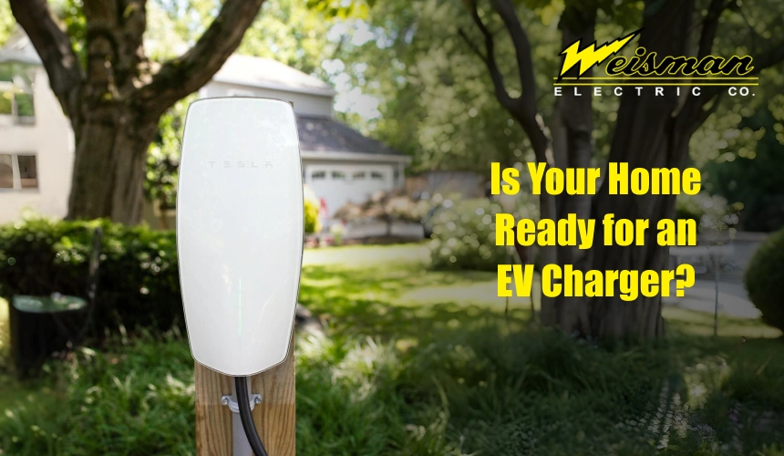 residential EV charger installed in home garage