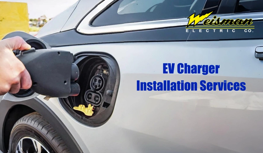 electrician installing residential EV charging station